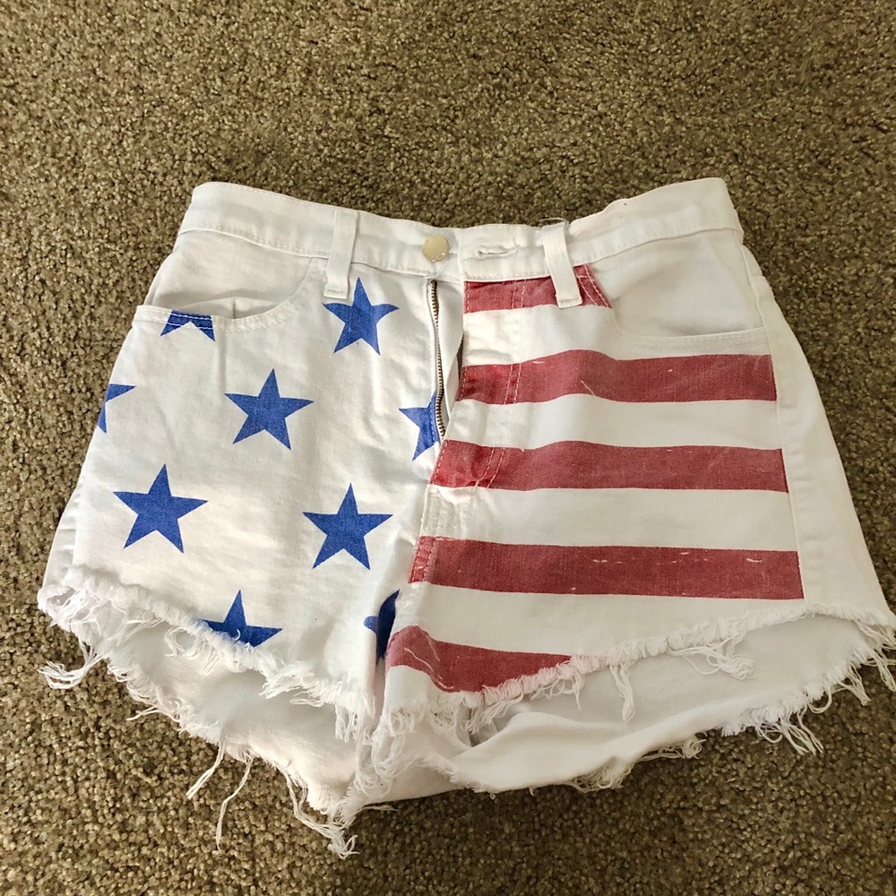 High Waisted American Flag Shorts